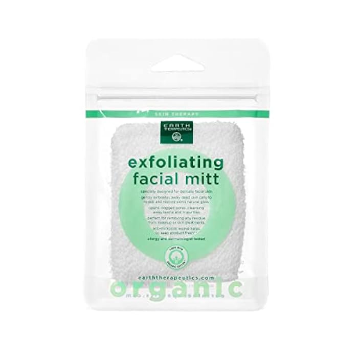 Earth Therapeutics Organic Cotton Exfoliating Facial Mitt - Image 1