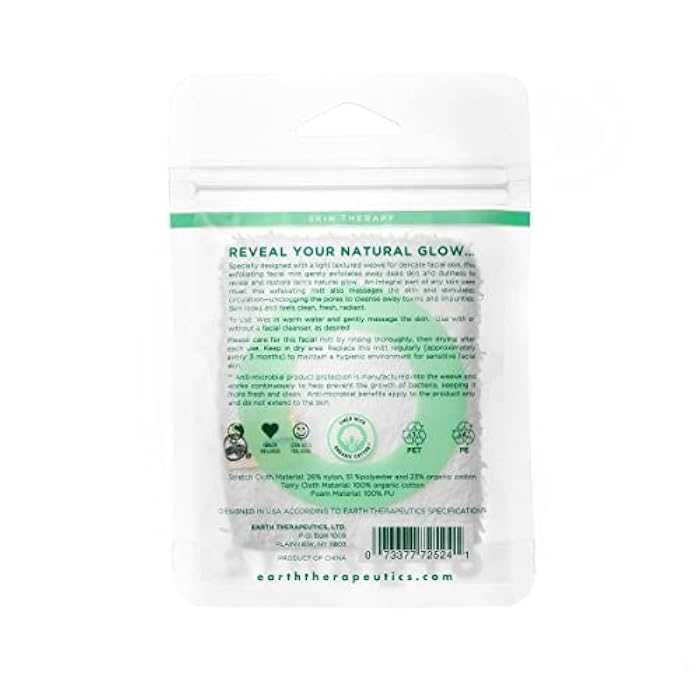 Earth Therapeutics Organic Cotton Exfoliating Facial Mitt - Image 2