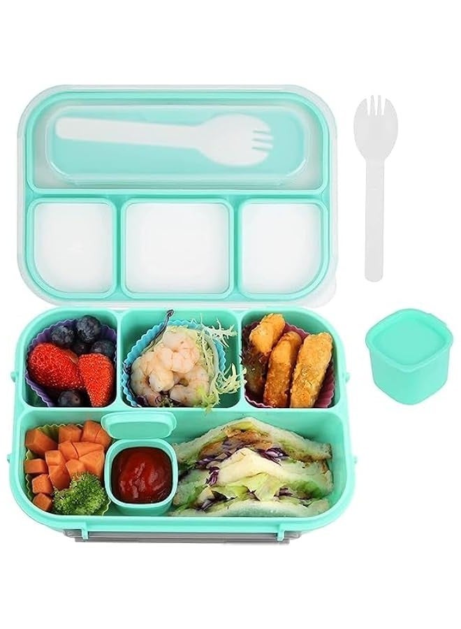 Beauenty Durable Leakproof Bento Lunch Box 4 Compartments BPA-Free Microwave Freezer & Dishwasher Safe Ideal for School Work Picnics and Meal Prep for Kids & Adults 1300ml (Green) - Image 1