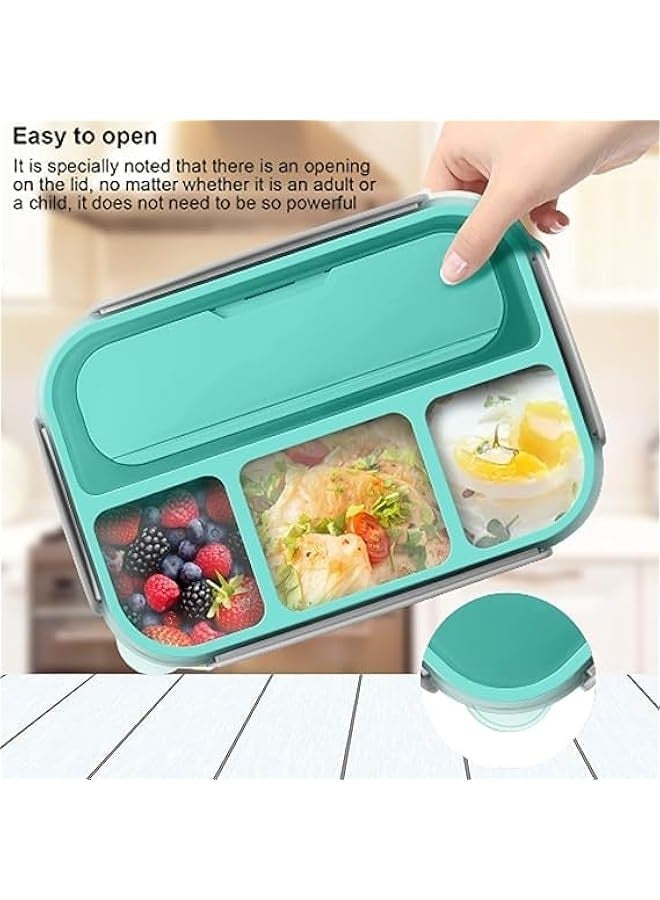 Beauenty Durable Leakproof Bento Lunch Box 4 Compartments BPA-Free Microwave Freezer & Dishwasher Safe Ideal for School Work Picnics and Meal Prep for Kids & Adults 1300ml (Green) - Image 4