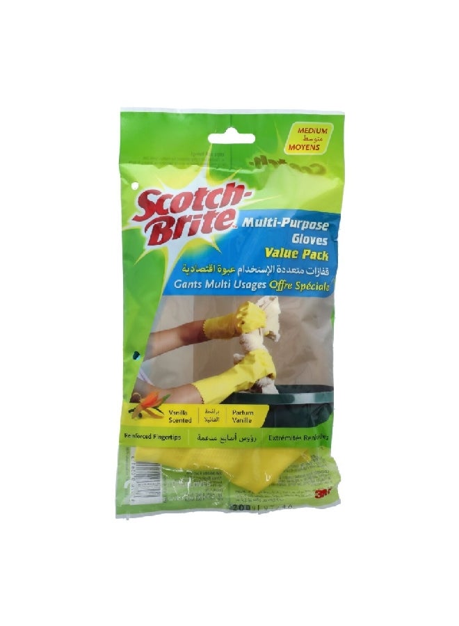 Vanilla Scented Reinforced Fingertips All Purpose Gloves Yellow Medium XN005300597