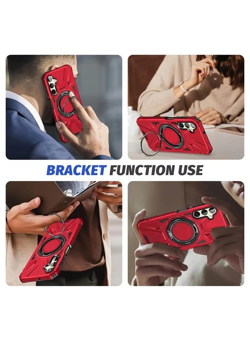 GOLDEN MASK GOLDEN MASK For Samsung Galaxy A55 Case Mag-Safe Magnetic Shockproof Phone Case with Ring Holder (Red) - Image 4