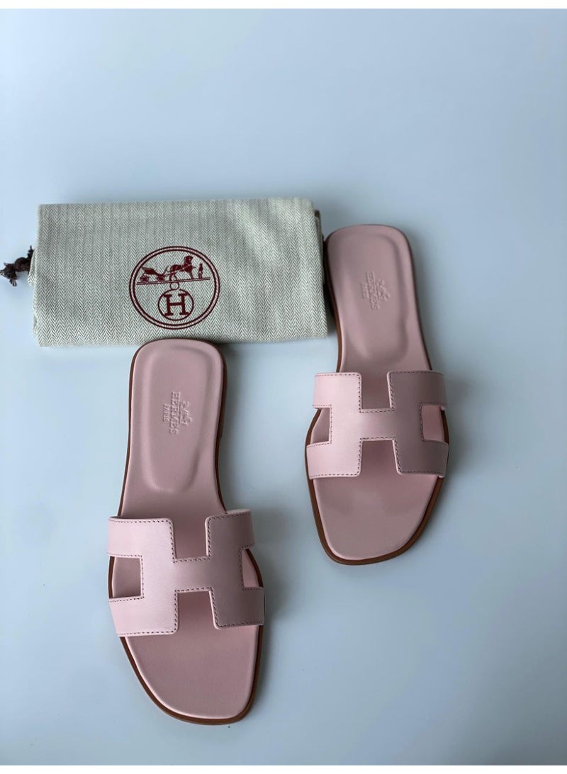 Hermes H24 hermes oran sandal in calfskin leather pink womens - Image 1