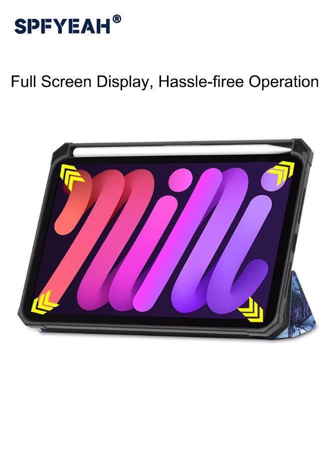 SPFYEAH iPad Mini 7 (7th Gen, 2024) / iPad Mini 6 (6th Gen, 2021) Cover, [Built in Trifold Stand][Built in Pencil Holder][Auto Wake Sleep] Smart Magnetic Flip Hybrid Slim Shockproof Case for iPad Mini 7/6 8.3inch, Starry Sky - Image 3