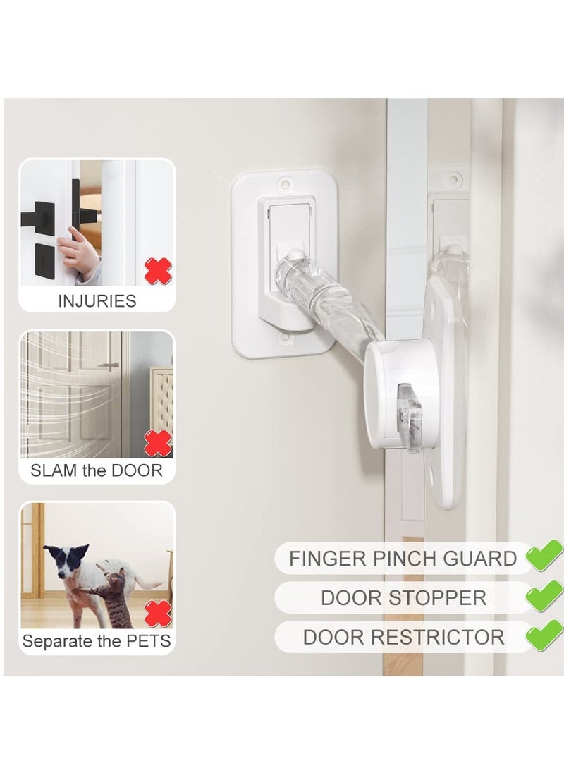 Excefore - Child Proof Door Finger Pinch Guard, Cat Door Latch & Stopper, Adjustable Door Lever Handle for Pets, Great Door Lock for Dogs, No Need for Pet Gates or Interior Cat Door (Transparent) - Image 1
