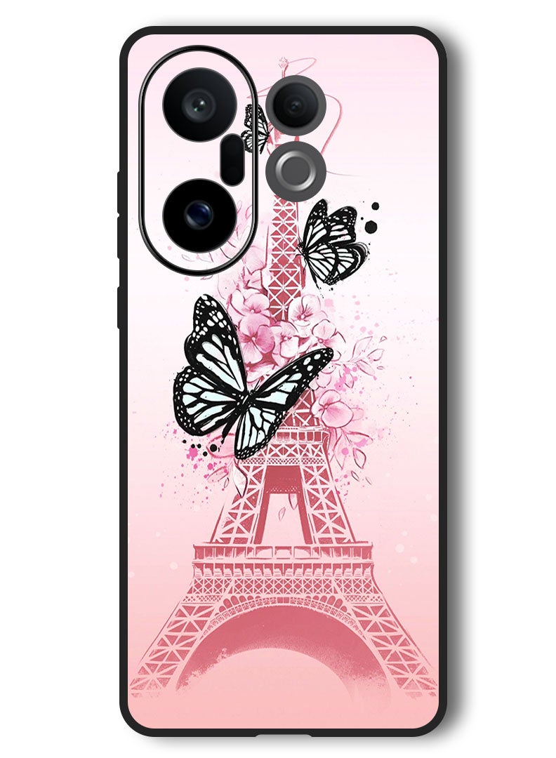 Theodor Case Compatible with Vivo X200 FE 6.31 Inch Protection Shockproof Bumper Cover Black Butterflies - Image 1