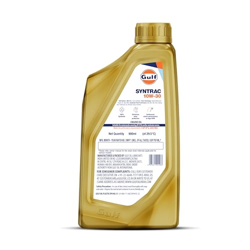 Gulf SYNTRAC 10W-30 4T API SP, JASO MA2 | Ester Technology | 2 Wheeler Bike Advanced 100% Full-Synthetic Engine Oil [900 ml] - Pack of 1 - Image 2