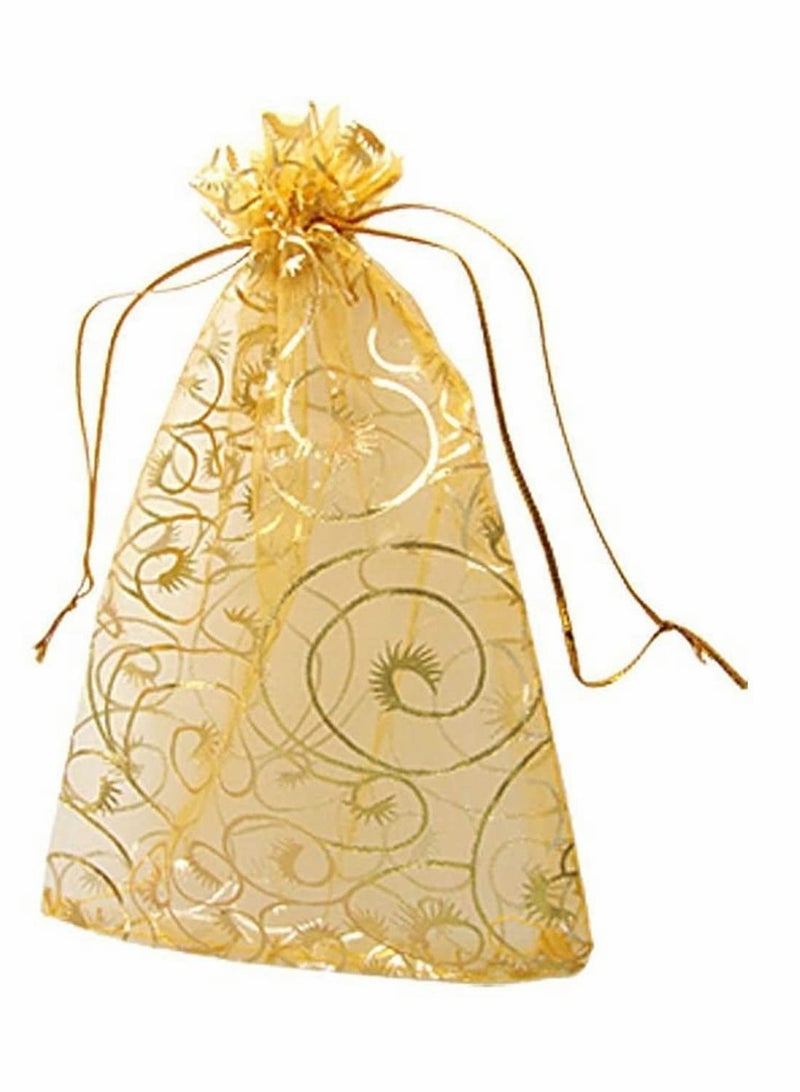 100 PCS Gold Organza Drawstring Bags for Weddings Parties Gifts Candy Packaging 3.9x4.7 Inch Mesh Bags - Image 4