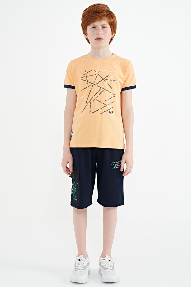 Tommy Life Melon Inside Minimal Text Printed Standard Pattern O Neck Boy T-Shirt 11132 - Image 2