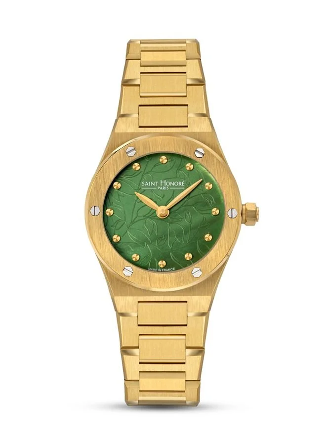 سانت هونور New Haussman Green Dial Gold Plated Stainless Steel Bracelet Watch for Women 26mm