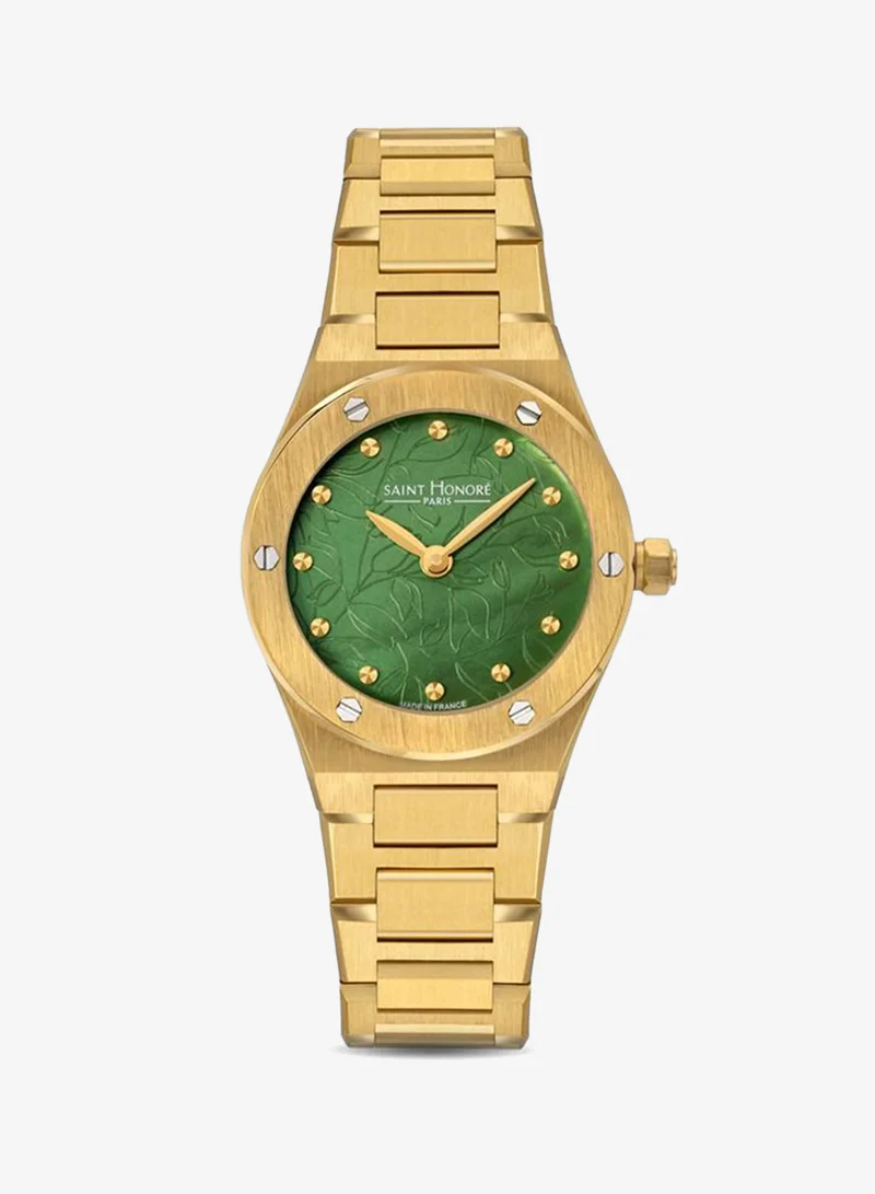 سانت هونور New Haussman Green Dial Gold Plated Stainless Steel Bracelet Watch for Women 26mm