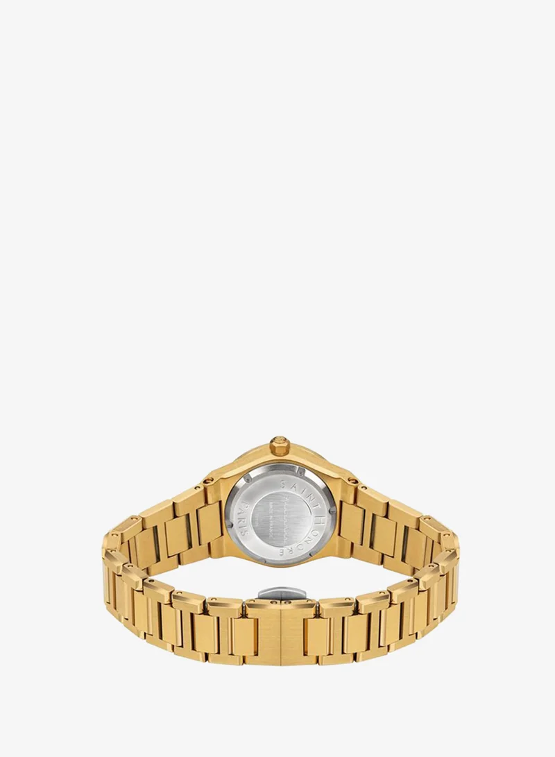 سانت هونور New Haussman Green Dial Gold Plated Stainless Steel Bracelet Watch for Women 26mm