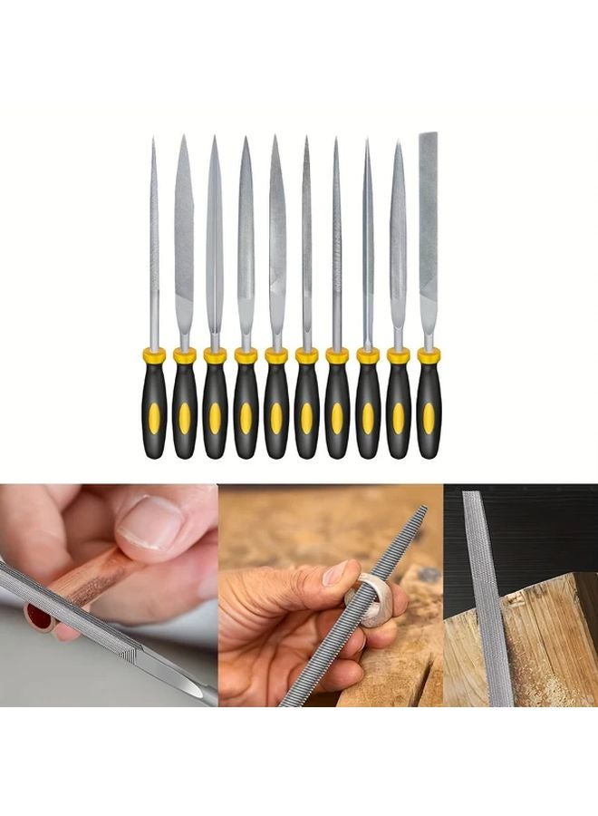 Set A 10Pcs Metal Needle File Set Hardened Alloy Steel Hand Tool Plastic Handle - Image 2