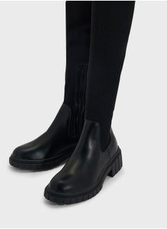 Truffle Knit Deail Chunky Knee Boot  - Image 4