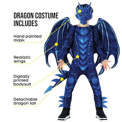 Morph Blue Dragon Costume For Kids, Dragon Wing Costumes For Boys, Halloween Costumes Kids, Boys Halloween Costume, Small - Image 3