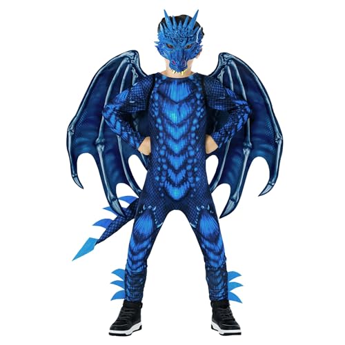 Morph Blue Dragon Costume For Kids, Dragon Wing Costumes For Boys, Halloween Costumes Kids, Boys Halloween Costume, Small - Image 2