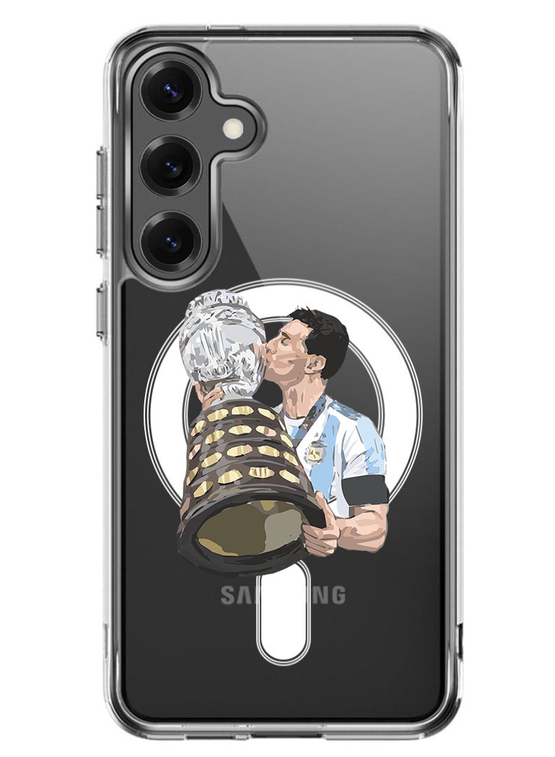 Theodor Magnetic Case for Samsung Galaxy S25 Plus 6.7-inch Compatible with MagSafe Wireless Charging, Shockproof Phone Bumper Cover Messi  - Image 1