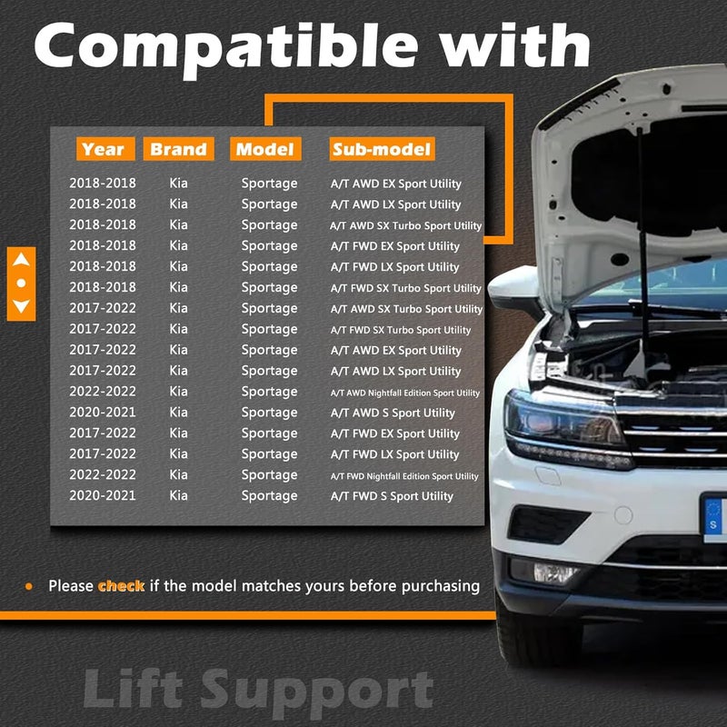 TINGYINGDA Liftgate Lift Support Struts for Kia Sportage 2017-2021 - Image 3