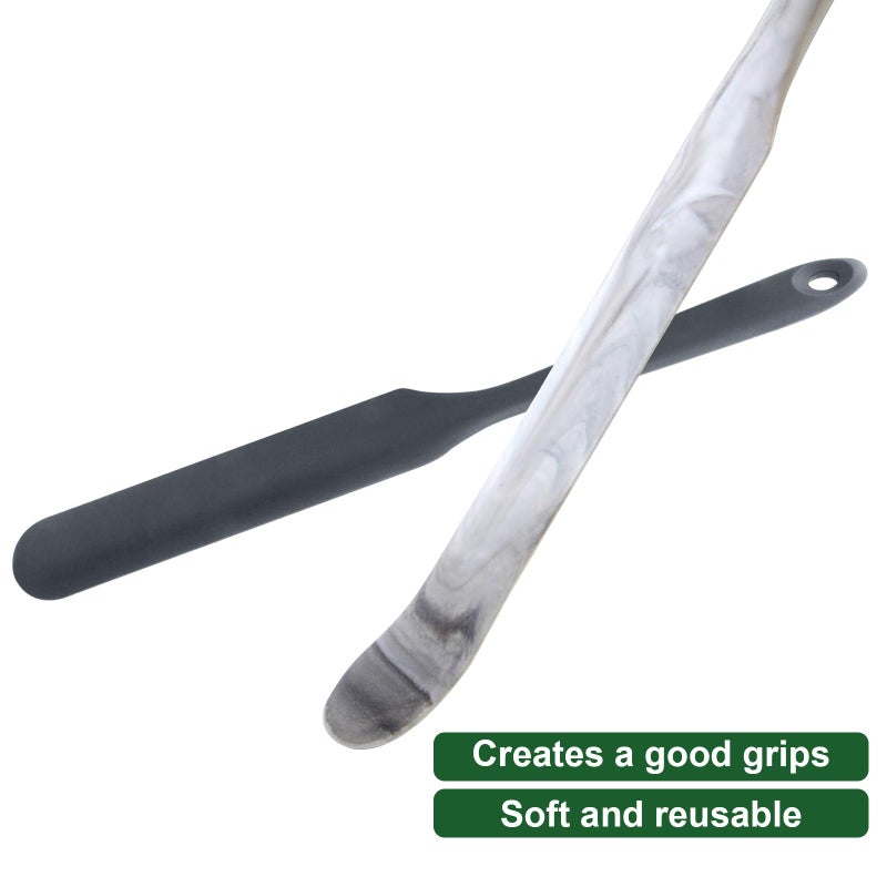 CATOSUM 2 Pcs 13 Inch Silicone Jar Spatulas, Non-Stick Heat Resistant Cake Cream Spatulas Set, Large Cake Cream Butter Spatulas for Jars, Blender, Cooking Baking (Dark grey and Marble) - Image 3