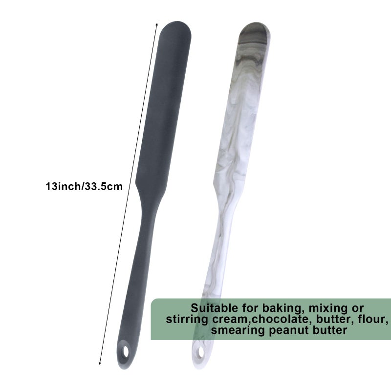 CATOSUM 2 Pcs 13 Inch Silicone Jar Spatulas, Non-Stick Heat Resistant Cake Cream Spatulas Set, Large Cake Cream Butter Spatulas for Jars, Blender, Cooking Baking (Dark grey and Marble) - Image 4