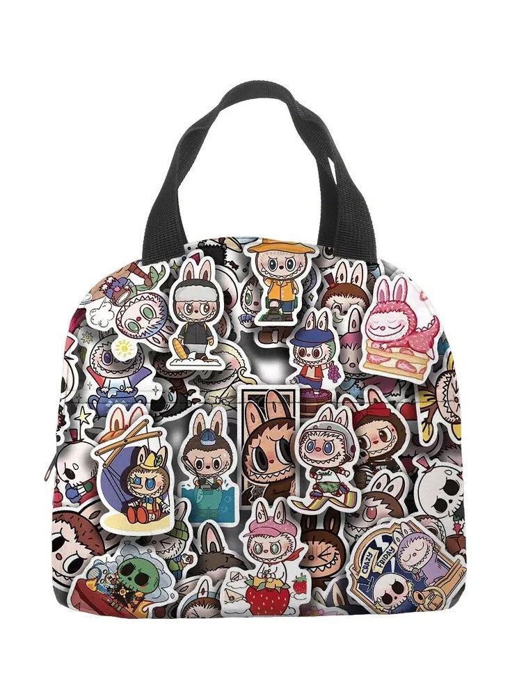 Generic Labubu labubu lunch bag cartoon handbag student lunch bag aluminum foil insulation meal bag lunch box bag 