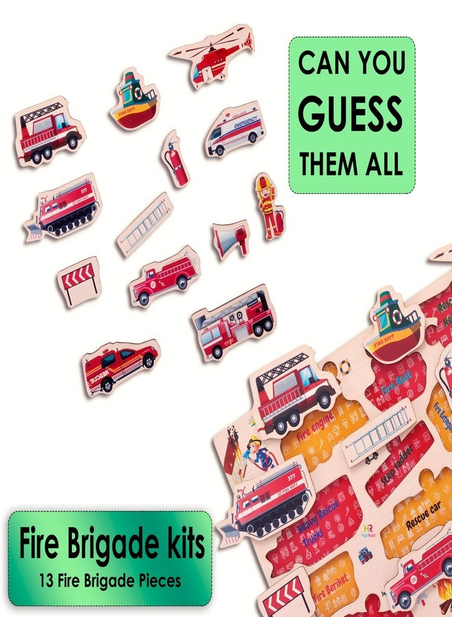 HighRoof Wooden Fire brigeds Puzzle Young Minds with The Fire Brigeds Puzzle for Kids Fire Brigeds Equipment Tools for Kids Wooden Puzzle Peg - Image 3