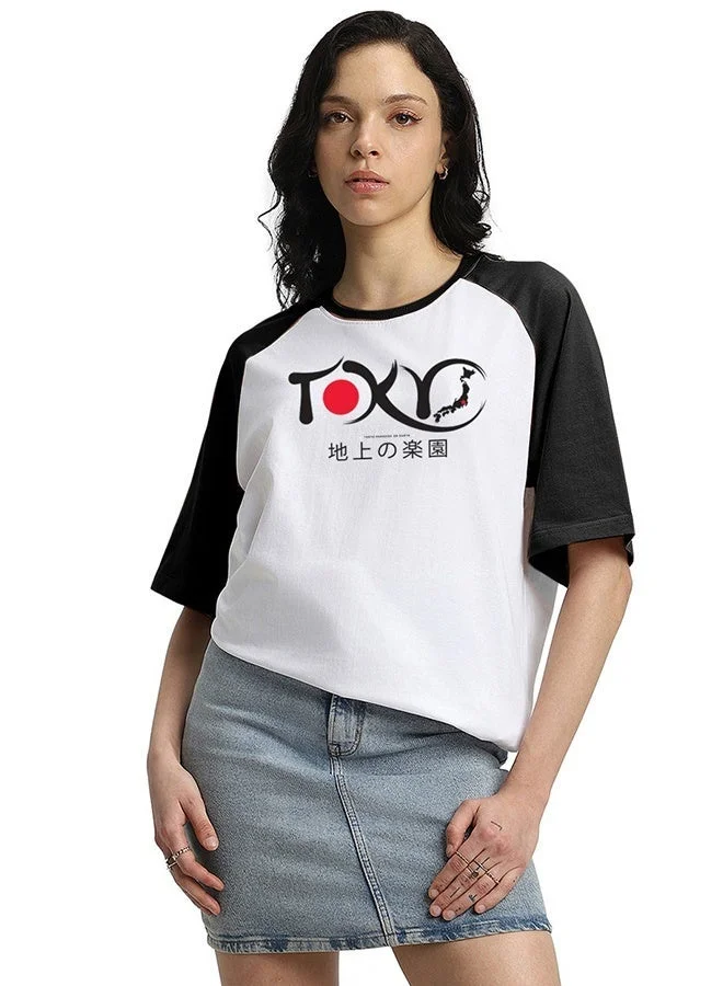 Juneberry Juneberry Pure Cotton  Printed Tshirt  BLACK+WHITE Color for Women