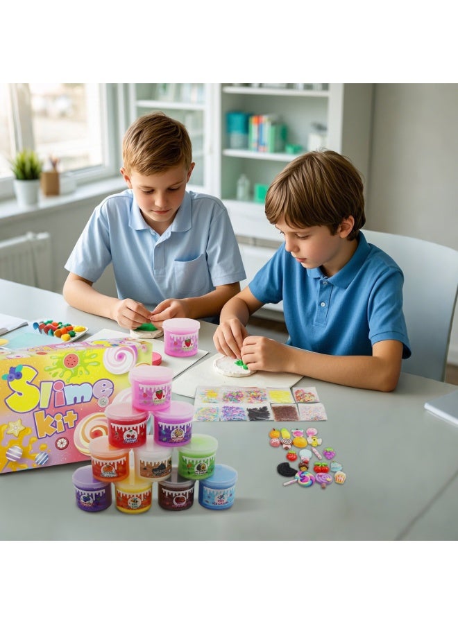 xppier Kids Slime Kit DIY Stretchy Sensory Play Creative Craft Set Non Toxic Fun Party Favors Colorful Slime Supplies Art Toys - Image 3