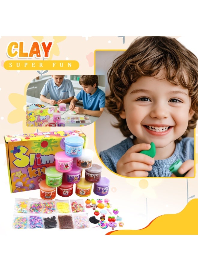 xppier Kids Slime Kit DIY Stretchy Sensory Play Creative Craft Set Non Toxic Fun Party Favors Colorful Slime Supplies Art Toys - Image 2