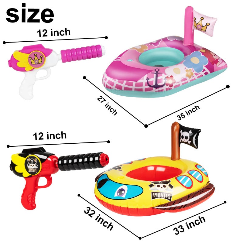 10Leccion 2 Pack Toddler Pool Floats with Squirt Gun, Inflatable Pool Toys for Kids, Pink Flower Princess Floaties for Girls, Blow up Pirate Ship Pool Floats for Childï¼ŒBaby Water Float Summer Pool Game Toys - Image 5