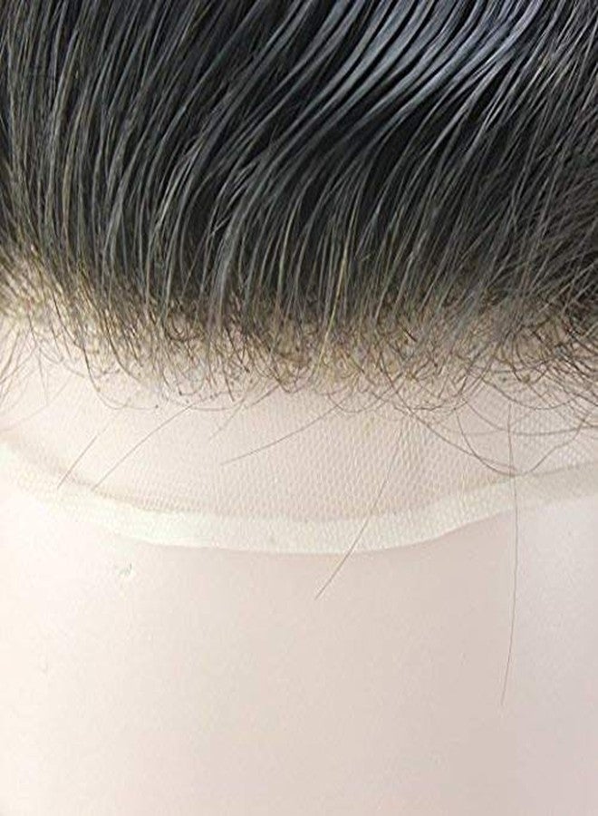 GLAN Human Hair Front Lace Fine Mono Base Hair Patch/Toupee/Wig For Men and Boys Natural Black Brown (9X6) - Image 3