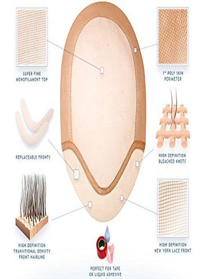 GLAN Human Hair Front Lace Fine Mono Base Hair Patch/Toupee/Wig For Men and Boys Natural Black Brown (9X6) - Image 4