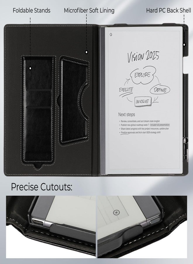 E NET-CASE Case for Remarkable 2 Tablet 10.3 inch (2020 Released) - New Business Design Upgraded Leather Cover for Remarkable 2 Digital Paper with Stand & Pen Holder (Black&Brown) - Image 4