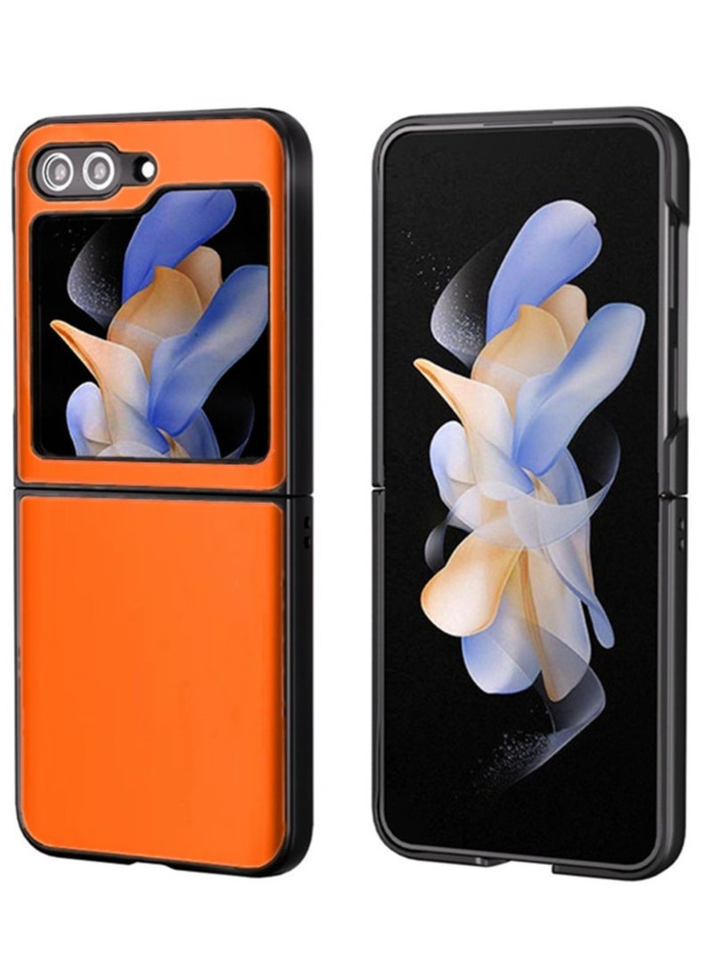 Slim Leather Case Designed for Samsung Galaxy Z Flip 5 Leather Back & Hard PC Bumper Phone Cover Slim Drop Protection Shockproof Phone - Image 1