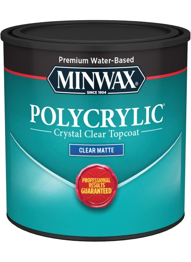 Minwax Minwax 222224444 Polycrylic Protective Wood Finish, Clear Matte, ½ Pint  - Image 1