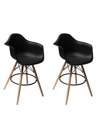 كرسي بار Mahmayi Ultimate Eames Style DAW بذراعين، مجموعة من قطعتين - أسود - pzsku/Z8D210AD513043C5B7F2BZ/45/_/1728627158/2966b39f-4196-4d99-80fb-de43019db486