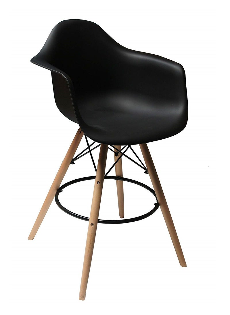 Mahmayi - كرسي بار Mahmayi Ultimate Eames Style DAW بذراعين، مجموعة من قطعتين - أسود - Image 1