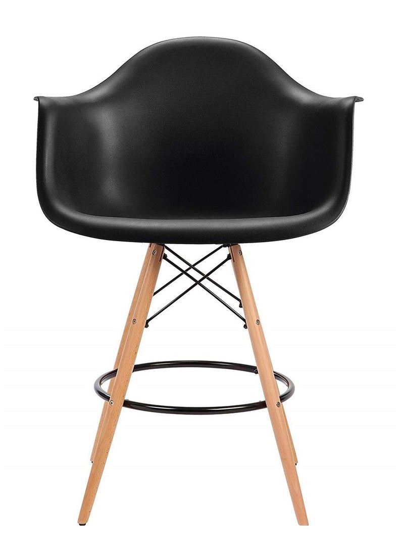 Mahmayi - كرسي بار Mahmayi Ultimate Eames Style DAW بذراعين، مجموعة من قطعتين - أسود - Image 1