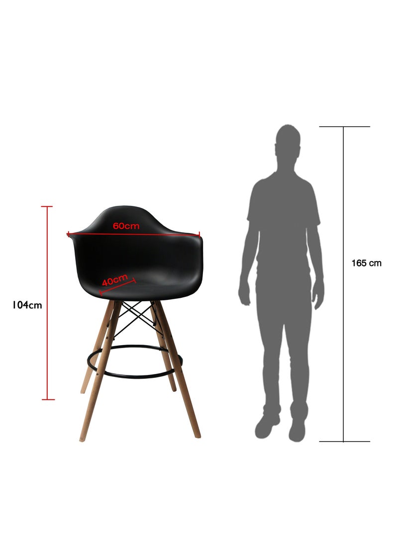 Mahmayi - كرسي بار Mahmayi Ultimate Eames Style DAW بذراعين، مجموعة من قطعتين - أسود - Image 1
