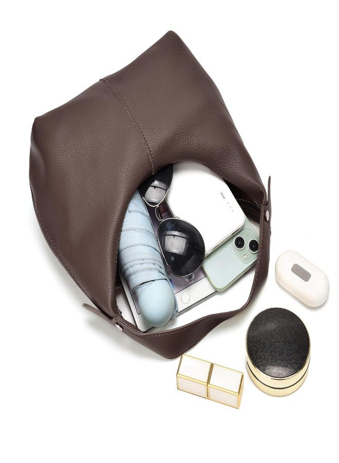 Valleycomfy Ladies U-shaped Underarm Bag,Crescent Shoulder Bags for Women,Crossbody Purse Handbag,Small Coffee - Image 3