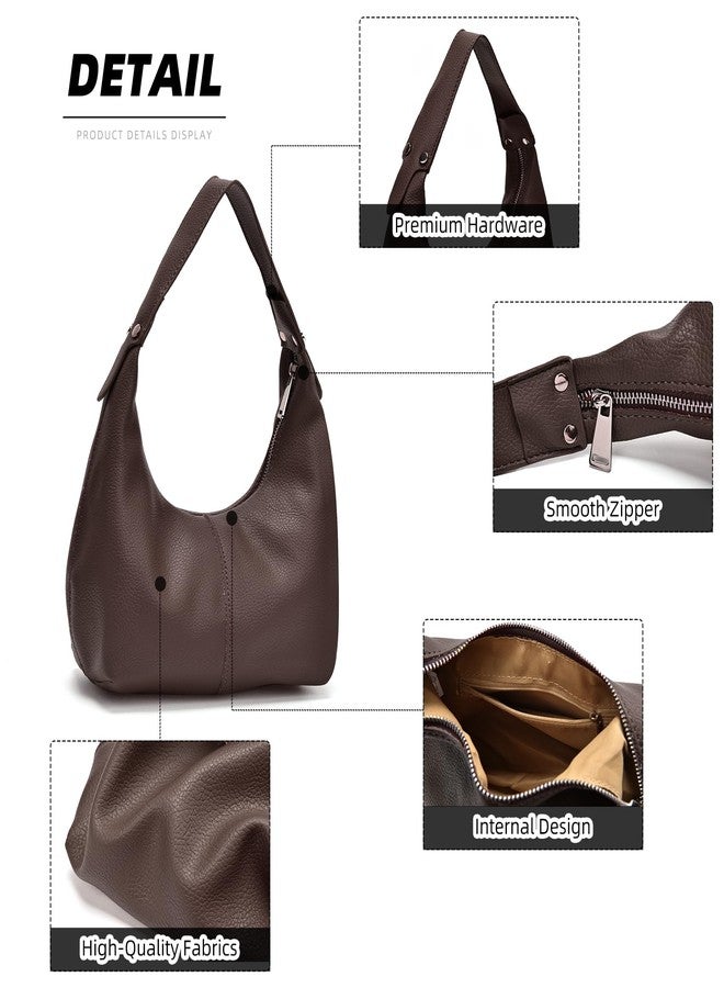 Valleycomfy Ladies U-shaped Underarm Bag,Crescent Shoulder Bags for Women,Crossbody Purse Handbag,Small Coffee - Image 4