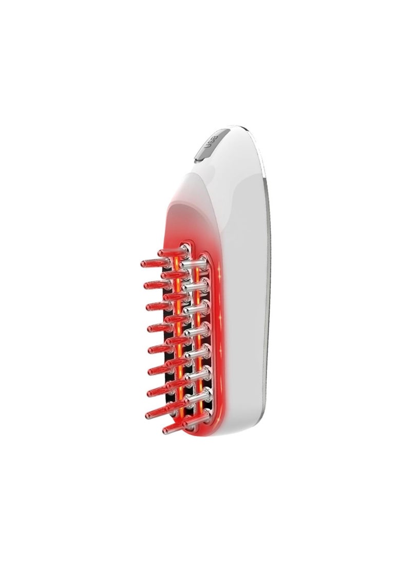 Electric Microcurrent Scalp Massager Brush, USB Rechargeable Hair Oil Applicator, Multi-Functional Head Scratcher and Care Comb for Hair, White Color. - Image 1