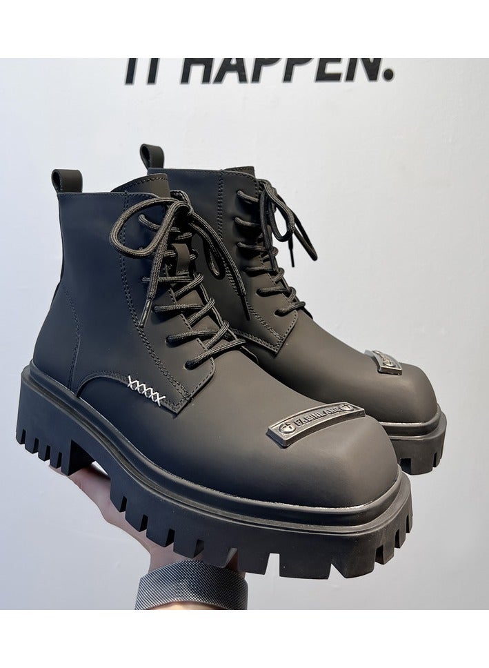 Warrior New Youth Fashion Thick Sole High Top Boots - Image 2