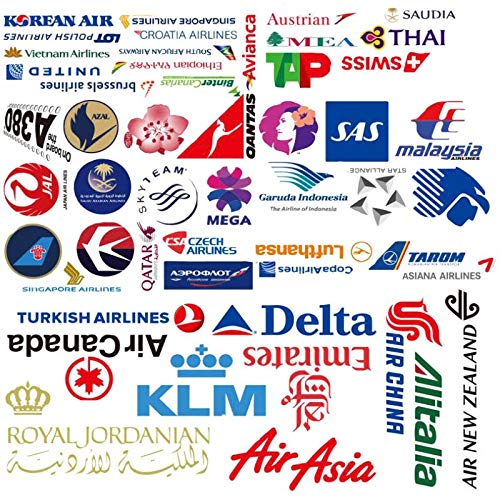 iDream Airlines Logo Themed Vinyl Stickers (5-8 cm) – Durable, Waterproof, and Perfect for Laptops, Luggage, Water Bottles, and More – Aviation Lover's Decorative Set (Pack of 50) - Image 1