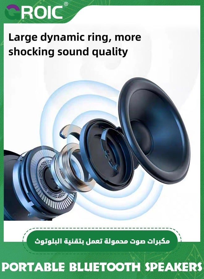 جرويك مكبرات صوت بلوتوث محمولة مع أضواء ملونة، مكبر صغير لاسلكي ستيريو عالٍ، هدايا خفيفة الوزن تدعم بطاقة TF/USB/AUX للمنزل والحفلات والهواء الطلق - Image 5