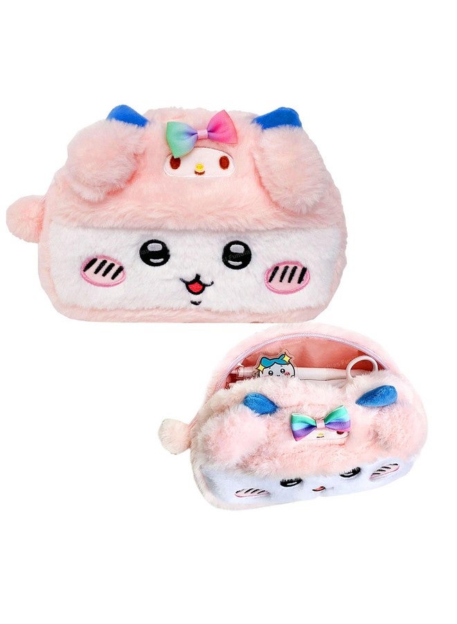 FunBlast Fur Pencil Pouch for Girls - Cute Cartoon Animal Pouch, Multi-Purpose Zipper Pouch for School Kids, Cosmetic Pouch for Girls, Coin Pouch, Travel Pouch, Pouches for School/Office (Pink) - Image 1