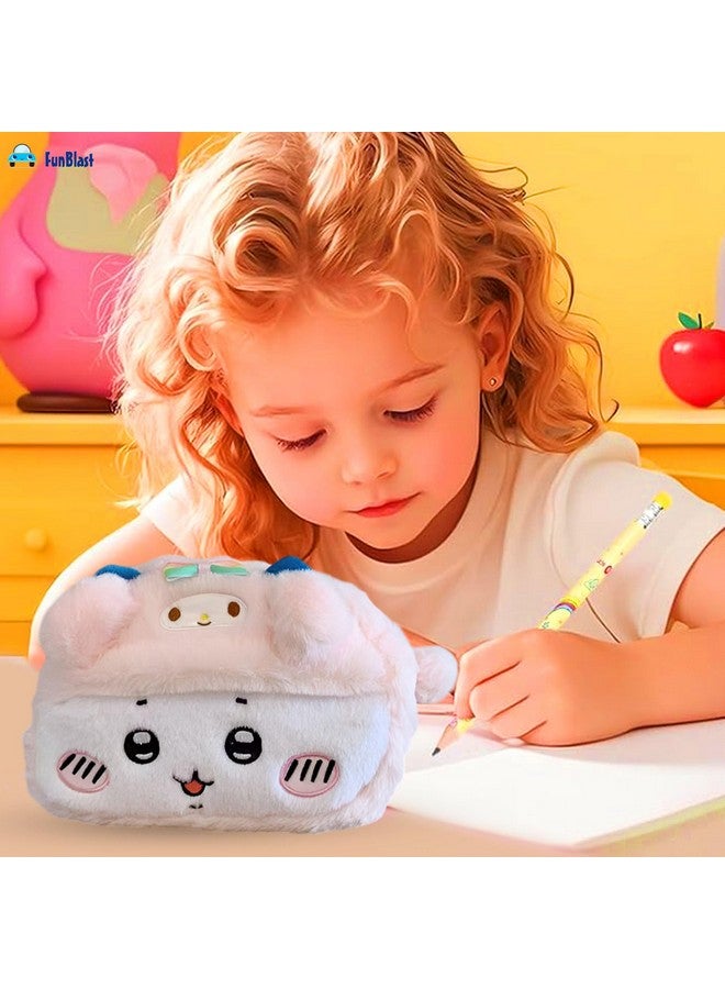 FunBlast Fur Pencil Pouch for Girls - Cute Cartoon Animal Pouch, Multi-Purpose Zipper Pouch for School Kids, Cosmetic Pouch for Girls, Coin Pouch, Travel Pouch, Pouches for School/Office (Pink) - Image 5