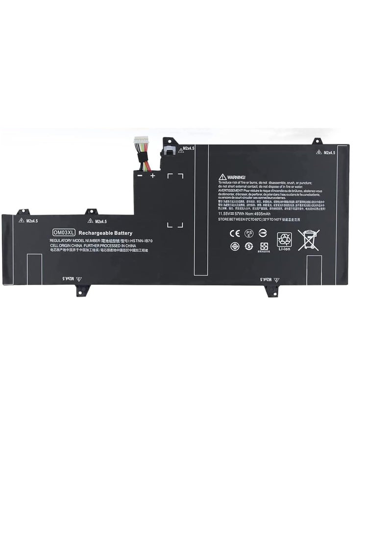 Terabyte OM03XL Laptop Battery for HP EliteBook X360 1030 G2 13.3 Inch Series OMO3XL HSTNN-IB7O 863167-171 863280-855 863167-1B1 HSN-I04C HSTNN-IB70 11.55V 57Wh 3 Cell - Image 3