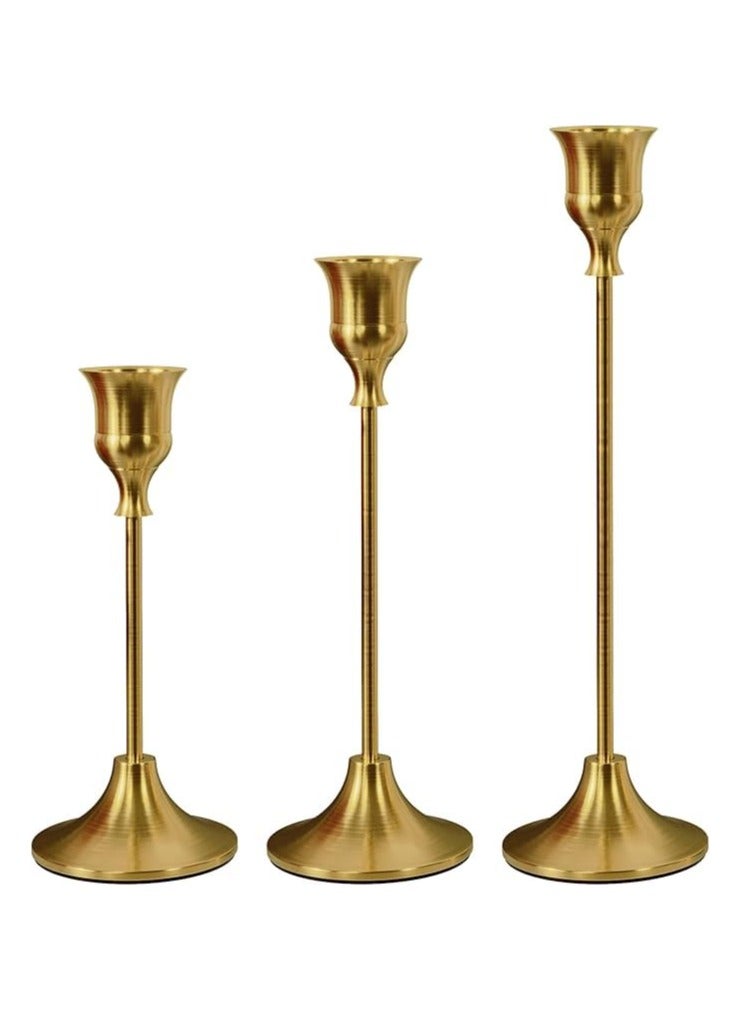 XICEN 3Pcs Gold  Candle Holder, Candle Stick Holders, Candlestick Holder Set for Dinning, Party, Vintage Modern Decorative Centerpiece for Table Mantel Wedding Housewarming Gift - Image 1