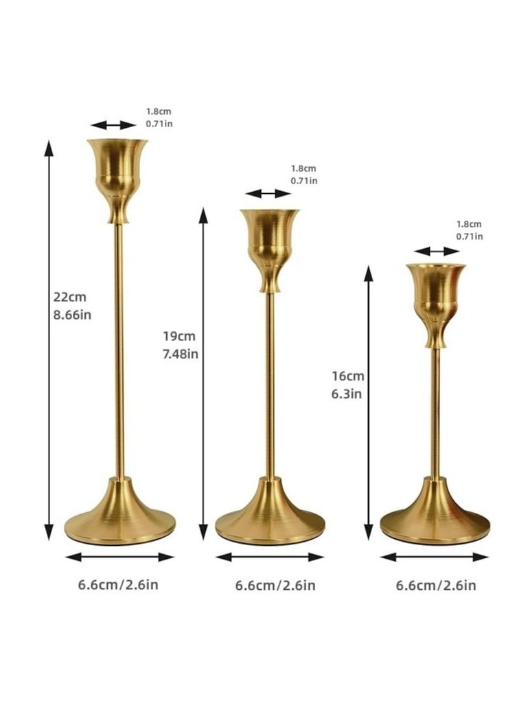 XICEN 3Pcs Gold  Candle Holder, Candle Stick Holders, Candlestick Holder Set for Dinning, Party, Vintage Modern Decorative Centerpiece for Table Mantel Wedding Housewarming Gift - Image 4